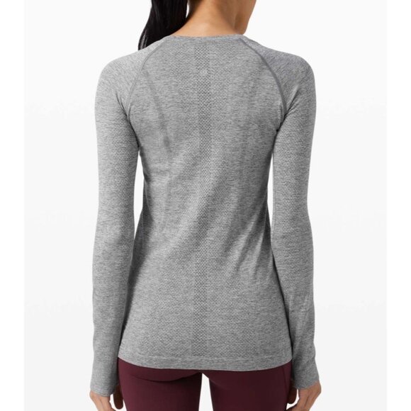 Lululemon Womens Swifty Tech Grey Long Sleeve Crew Top Size 4 Recycled Polyester - Picture 1 of 10